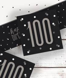 Black Glitz 100th Birthday Party Supplies | Balloon | Decoration | Pack